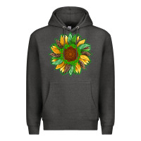 Charcoal Heather st patricks sunflower with leopard  shamrock and glitter Premium Hoodie - Artiststas