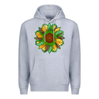 Heather Grey st patricks sunflower with leopard  shamrock and glitter Premium Hoodie - Artiststas
