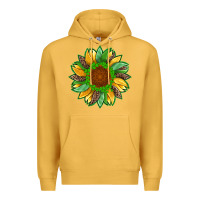 Mustard st patricks sunflower with leopard  shamrock and glitter Premium Hoodie - Artiststas