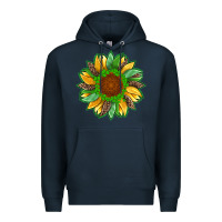 Navy st patricks sunflower with leopard  shamrock and glitter Premium Hoodie - Artiststas