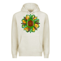 Oatmeal Heather st patricks sunflower with leopard  shamrock and glitter Premium Hoodie - Artiststas
