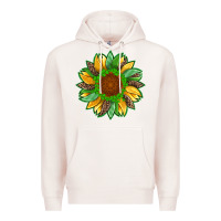 Pale Pink st patricks sunflower with leopard  shamrock and glitter Premium Hoodie - Artiststas