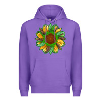 Purple st patricks sunflower with leopard  shamrock and glitter Premium Hoodie - Artiststas