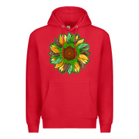 Red st patricks sunflower with leopard  shamrock and glitter Premium Hoodie - Artiststas