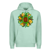 Seafoam st patricks sunflower with leopard  shamrock and glitter Premium Hoodie - Artiststas