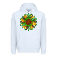 White st patricks sunflower with leopard  shamrock and glitter Premium Hoodie - Artiststas