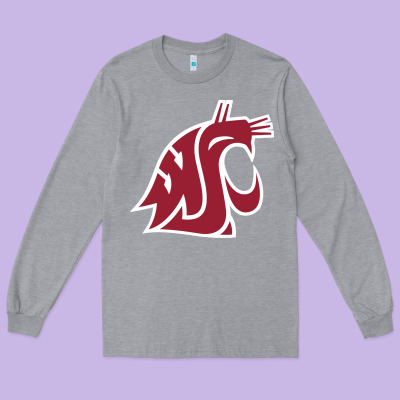Washington State Cougars Long Sleeve Tee Designed By Pixelflow