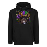 Black Mardi Gras Havanese Dog with Hat Heavyweight Hoodie - RanaPortraitStore