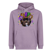 Lavender Mardi Gras Havanese Dog with Hat Heavyweight Hoodie - RanaPortraitStore