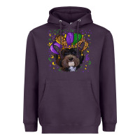 Plum Mardi Gras Havanese Dog with Hat Heavyweight Hoodie - RanaPortraitStore
