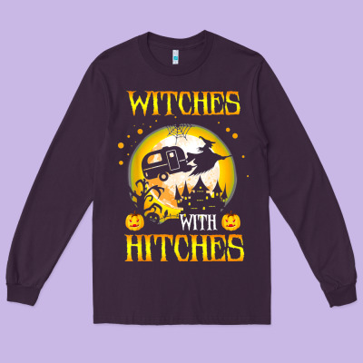 Witches With Hitches Funny Halloween Costume Gift Long Sleeve Tee Designed By Pixelflow