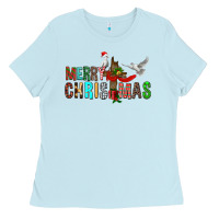 Baby Blue Merry christmas cross Ladies Tee - FaDigitalArtStudio