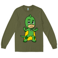 Army Green gekko cat boy Long Sleeve Tee - PixelFlow