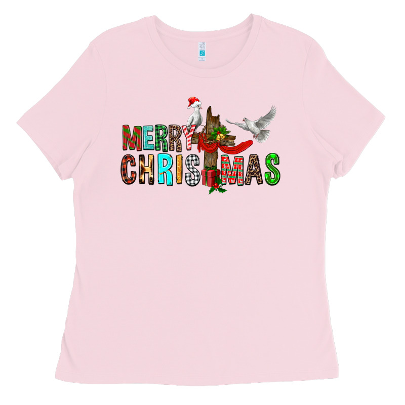 Merry Christmas Cross Ladies Tee by FaDigitalArtStudio | Teevron