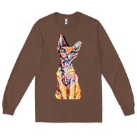 Chestnut Colorful Cat Long Sleeve Tee - PixelFlow