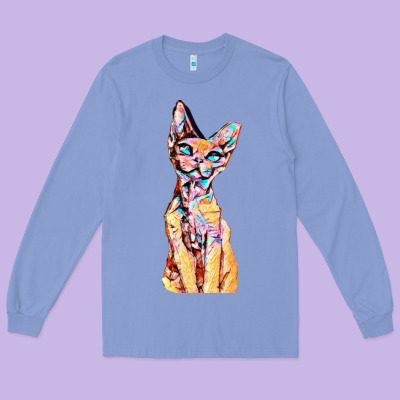 Colorful Cat Long Sleeve Tee Designed By Pixelflow
