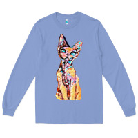 Colony Blue Colorful Cat Long Sleeve Tee - PixelFlow