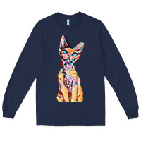 Navy Colorful Cat Long Sleeve Tee - PixelFlow
