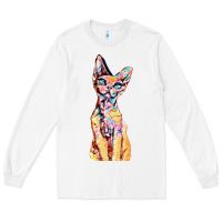 White Colorful Cat Long Sleeve Tee - PixelFlow