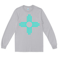 Moon Dust New Mexico Zia Sun in Turquoise Blue Long Sleeve Tee - PixelFlow