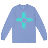 Colony Blue New Mexico Zia Sun in Turquoise Blue Long Sleeve Tee - PixelFlow