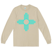 Mushroom New Mexico Zia Sun in Turquoise Blue Long Sleeve Tee - PixelFlow