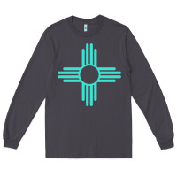 Smoke New Mexico Zia Sun in Turquoise Blue Long Sleeve Tee - PixelFlow