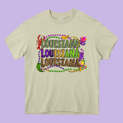 Louisiana Louisiana Louisiana Mardi Gras Heavy Core Tee Designed By Oliviacreatesart