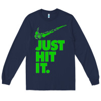 Navy Just Hit It Cannabis Weed Vintage Retro Design for Weed Lover Long Sleeve Tee - SnappyArt