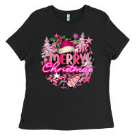 Black pink merry christmas Ladies Tee - FaDigitalArtStudio