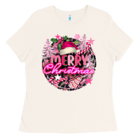 Bone pink merry christmas Ladies Tee - FaDigitalArtStudio