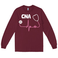 Burgundy cna nurse t shirt Long Sleeve Tee - SnappyArt