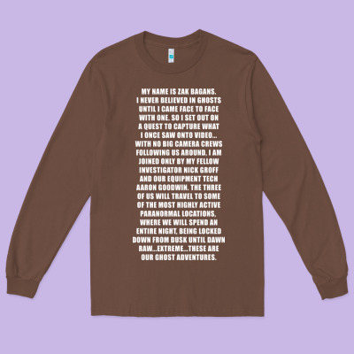 My Name Is Zak Bagans - Ghost Adventures Long Sleeve Tee Designed By Snappyart