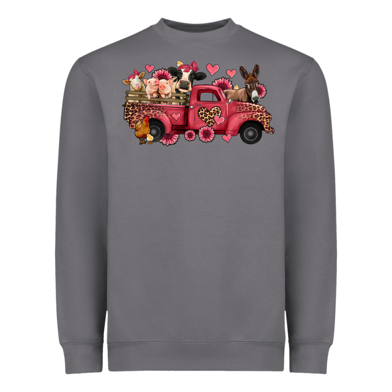 Valentines Day Leopard Farm Animals Truck Heavyweight Sweatshirt by Jasminsmagicworld | Teevron