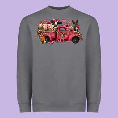 Valentines Day Leopard Farm Animals Truck Heavyweight Sweatshirt Designed By Jasminsmagicworld
