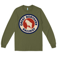 Army Green Great Northern Railroad Long Sleeve Tee - SnappyArt