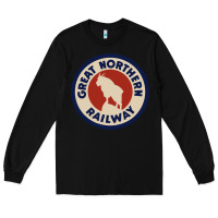 Black Great Northern Railroad Long Sleeve Tee - SnappyArt