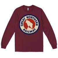 Burgundy Great Northern Railroad Long Sleeve Tee - SnappyArt