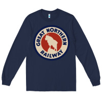 Navy Great Northern Railroad Long Sleeve Tee - SnappyArt