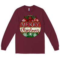 Burgundy merry christmas Long Sleeve Tee - CowhideDigitalArt