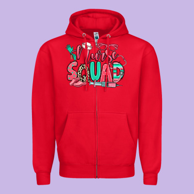 Nurse Squad Zipper Hoodie Designed By Ranaportraitstore