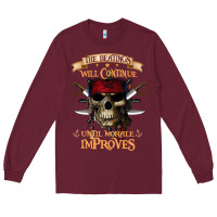 Burgundy pirate the beatings will continue until morale improves Long Sleeve Tee - SnappyArt