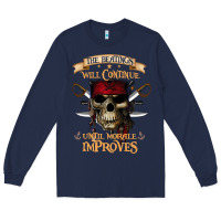 Navy pirate the beatings will continue until morale improves Long Sleeve Tee - SnappyArt