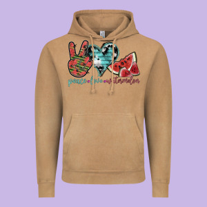 Peace Love Watermelon Vintage Hoodie Designed By Sublimationcraftshop