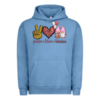 Pigment Pebble Blue Peace Love Valentines Gnomes Urban Hoodie - Jasminsmagicworld