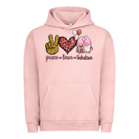 Pigment Salmon Peace Love Valentines Gnomes Urban Hoodie - Jasminsmagicworld