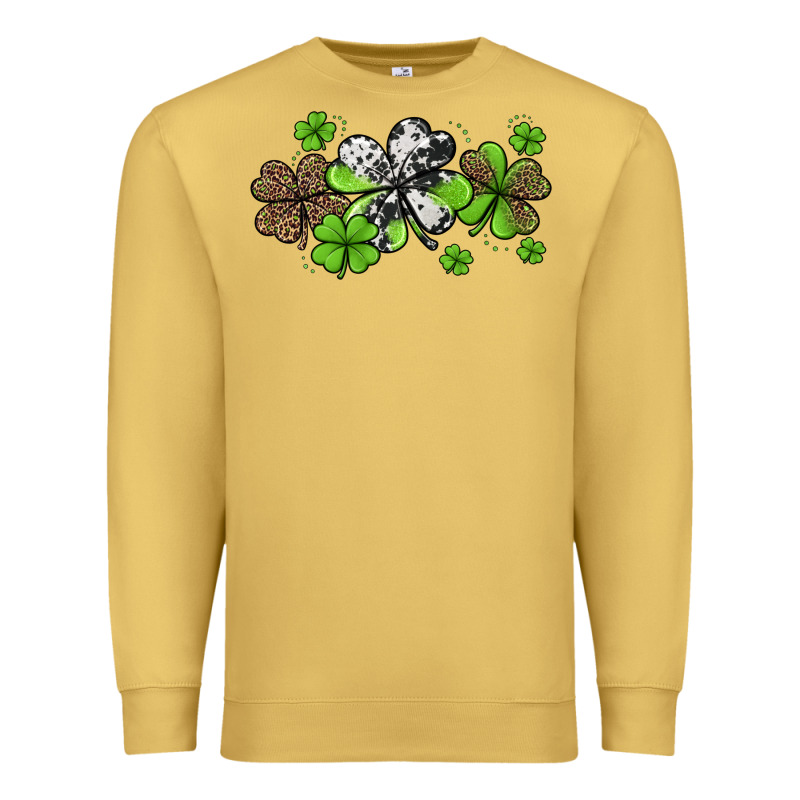 Western Cowhide Leopard Glitter Shamrocks Premium Sweatshirt by Jasminsmagicworld | Teevron