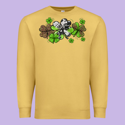 Western Cowhide Leopard Glitter Shamrocks Premium Sweatshirt Designed By Jasminsmagicworld