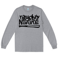 Heather Grey naughty by nature Long Sleeve Tee - SnappyArt