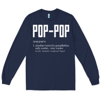 Navy Pop Pop Gifts Grandpa Fathers Day Pop-Pop Long Sleeve Tee - SnappyArt